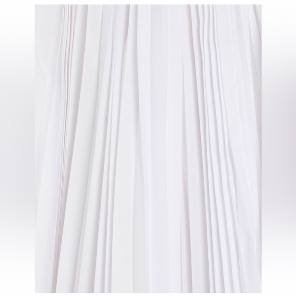 NWOT Meimeij White Pleated Belted Midi Skirt, Size 4 - Picture 4 of 4